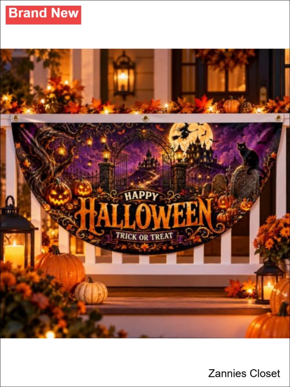 👻 Happy Halloween Bunting Flags 36x18 Inch Double-Sided Outdoor Decor 2 Pack
